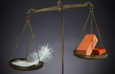 Scale measuring brick and feather